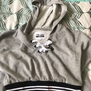 Cute black and white and grey skirt crop top set